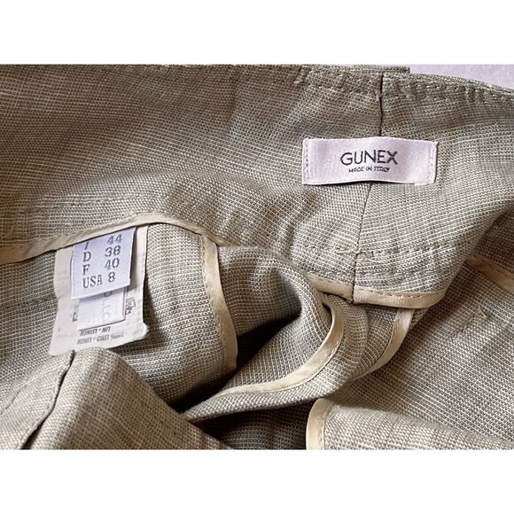 Gunex Pants Tan Linen Wide Leg Size 8 Belt Loop Pockets See Through - Picture 6 of 12